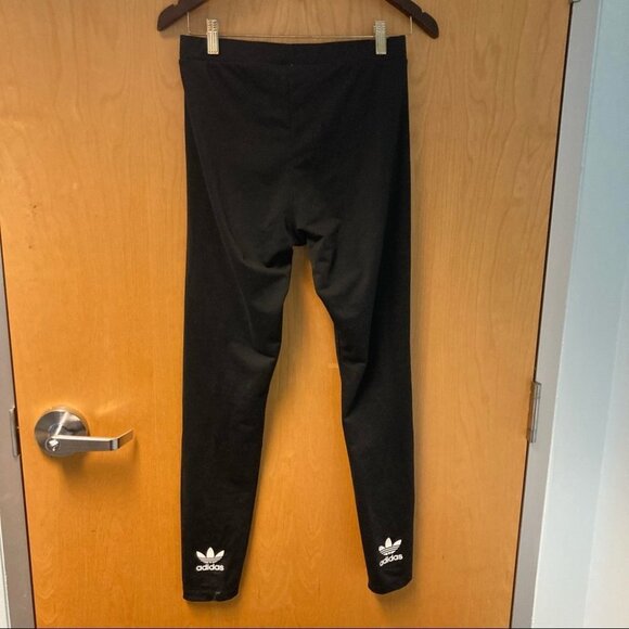 ADIDAS Sz M Tre-Foil Back of Leg Leggings Tights Light Compression High Rise - Picture 3 of 6